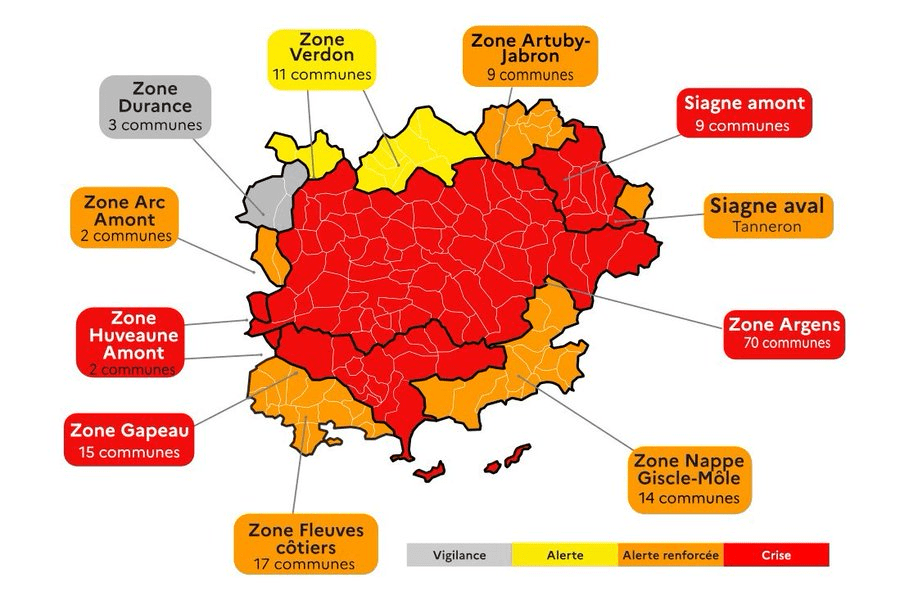 Vattenbrist råder på västra delen av&nbsp;Rivieran